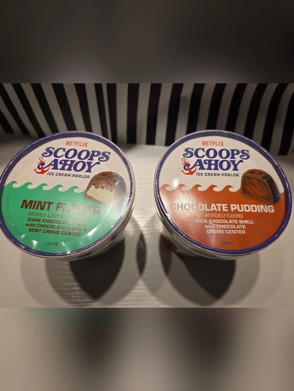 NIB Stranger Things Scoops Ahoy Chocolate Pudding & Mint Layer Ice Cream Pints